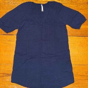 Women’s Anthropologie Taylor Puff-Sleeve Tunic Dress Navy Blue Size Medium